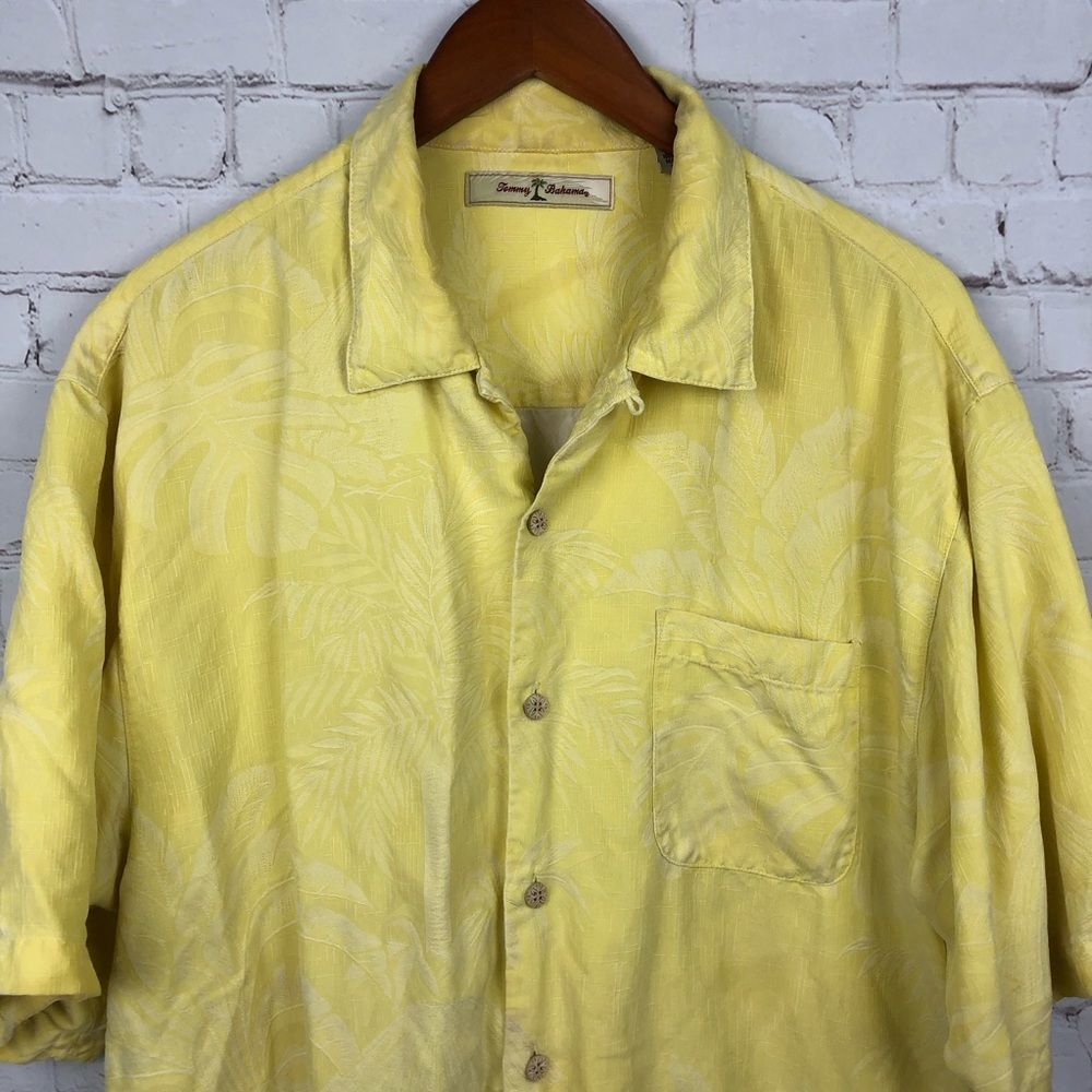 Tommy Bahama Yellow Silk Button Up Men's Sz Large